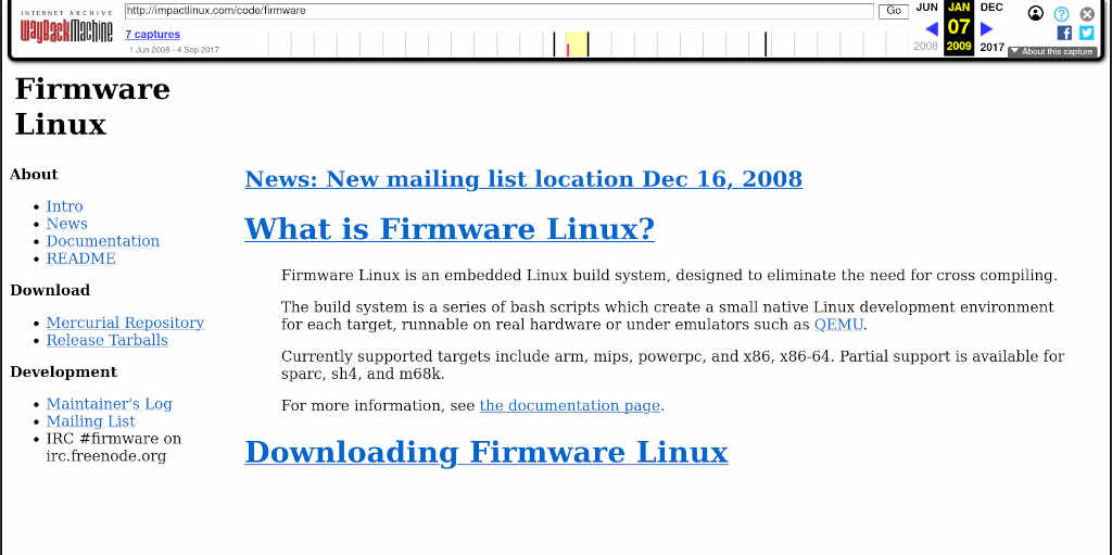 Web page for Impact Linux. It's pretty Spartan