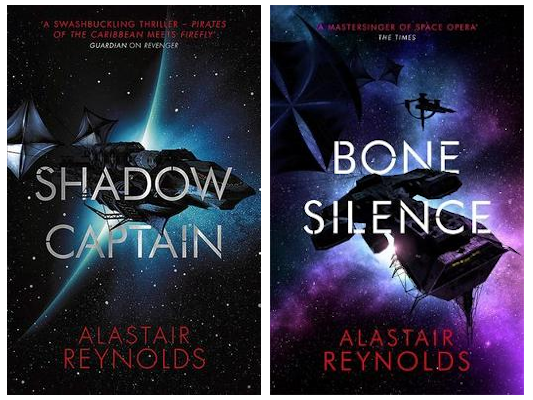 Covers for Shadow Captain and Bone silence by Alastair Reynolds