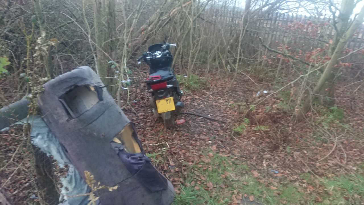 Stolen scooter by the railway line