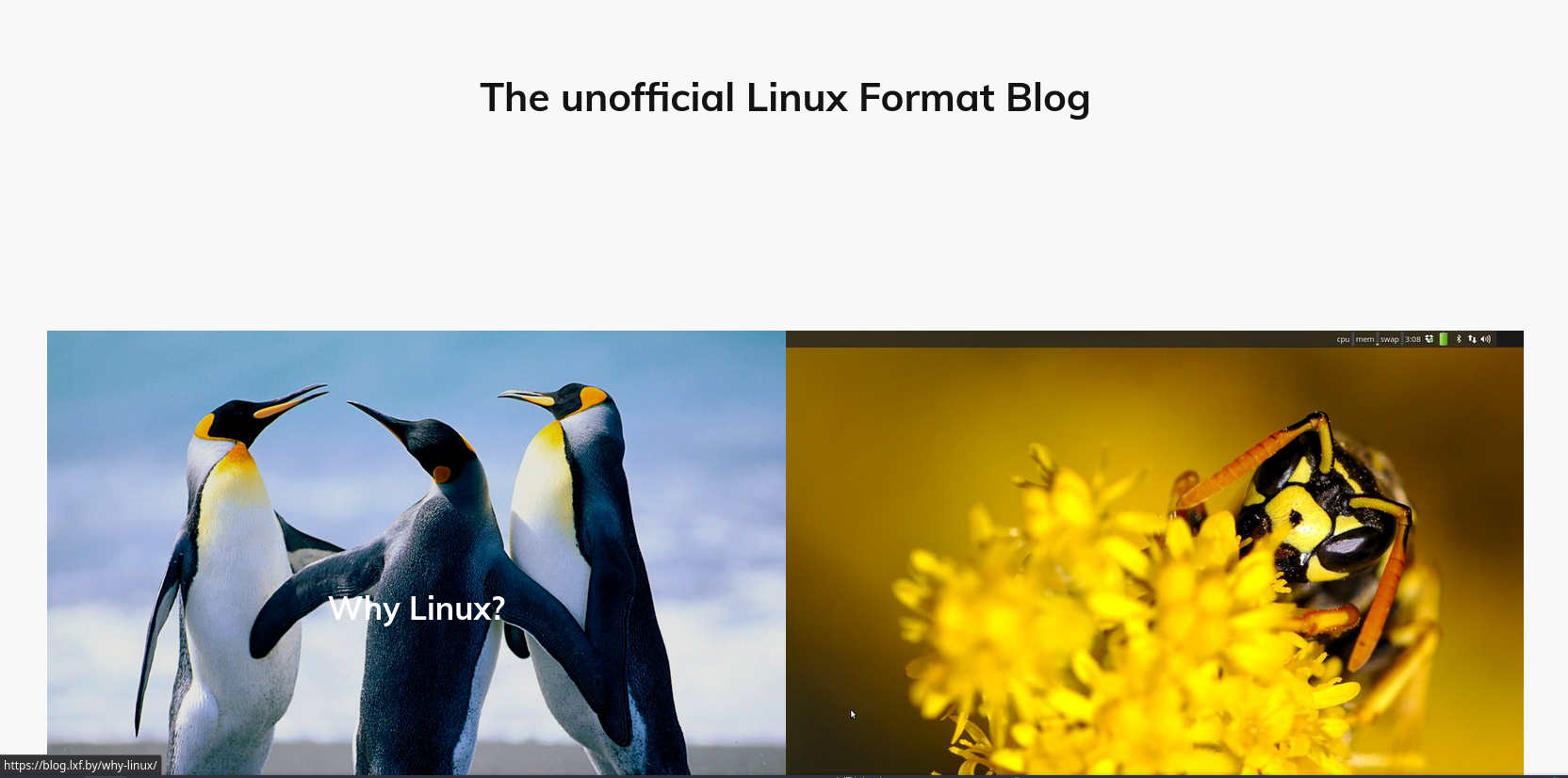 Front page of The Unofficial Linux Format VPS Blog